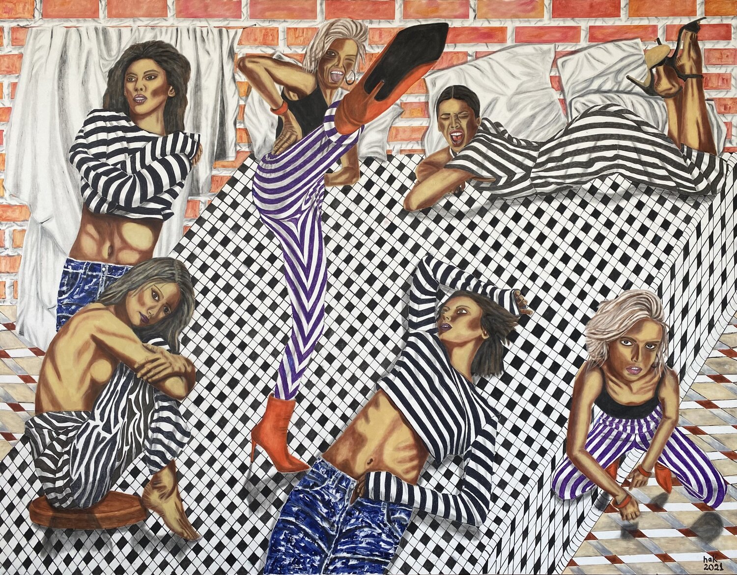 Tempting Stripes Huseyin Ak Original painting for sale