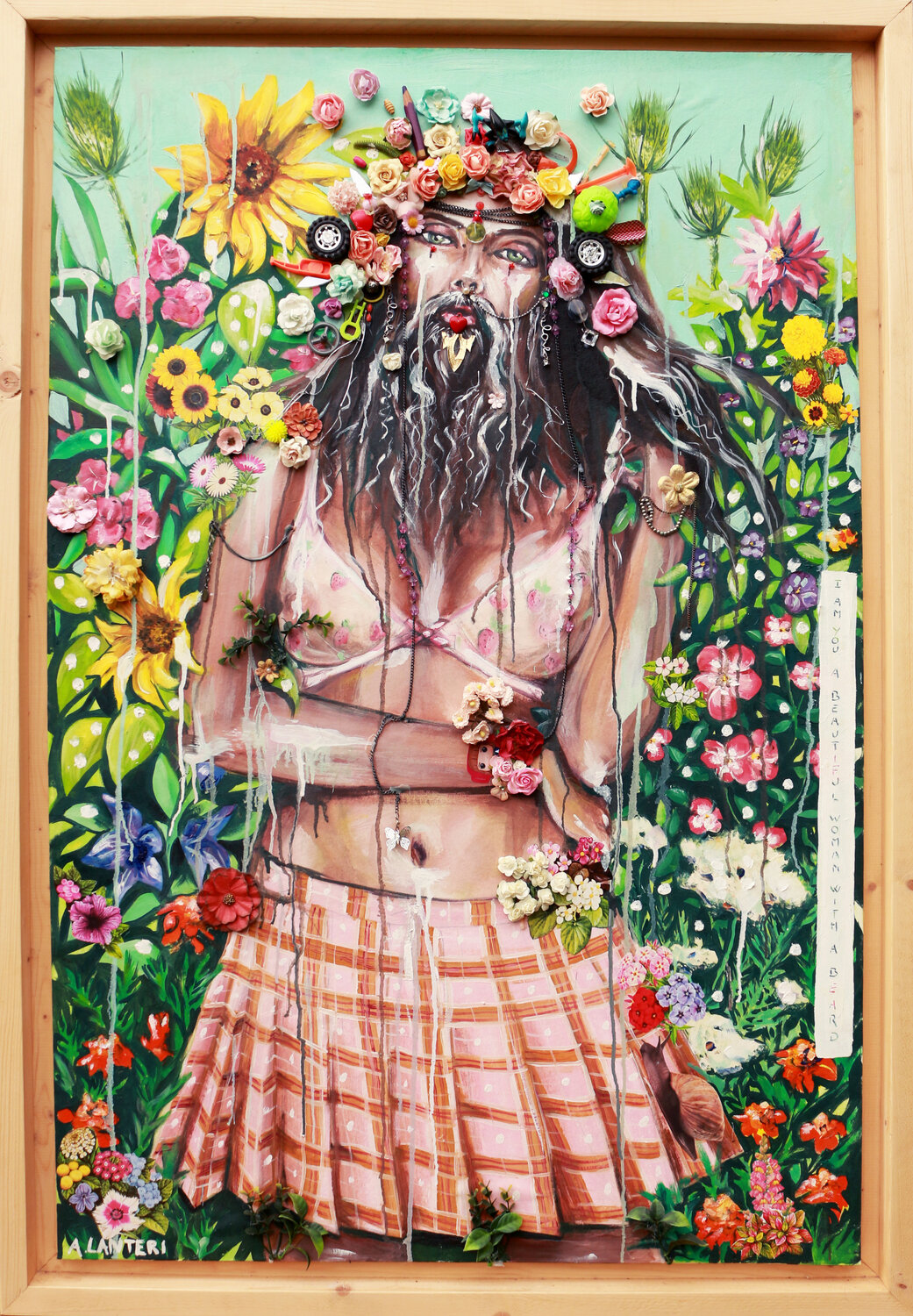 I AM YOU, A Beautiful Woman with a Beard Aurore LANTERI Original painting for sale