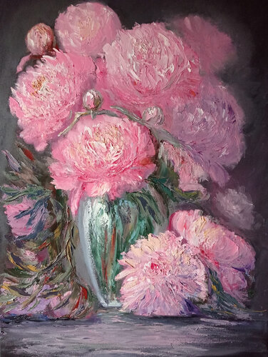 Peonie, rose senza spine by Maria Galan, Painting for Sale on Select