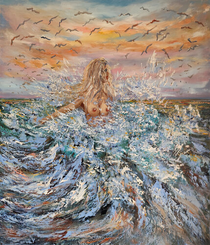 La ragazza in mare by Maria Galan, Painting for Sale on Select