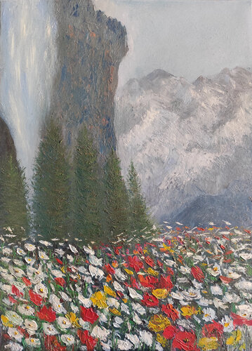Ai piedi della montagna by Maria Galan, Painting for Sale on Select