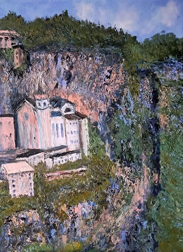 Tra il cielo e la terra-Madonna della corona by Maria Galan, Painting for Sale on Select