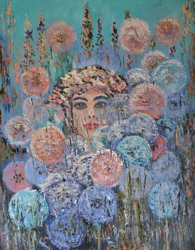 La ragazza con i soffioni by Maria Galan, Painting for Sale on Select