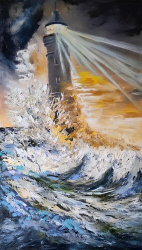 La luce del faro by Maria Galan, Painting for Sale on Select