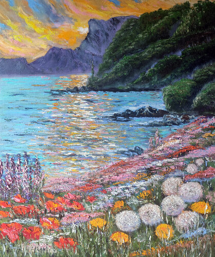 Riva con fiori by Maria Galan, Painting for Sale on Select