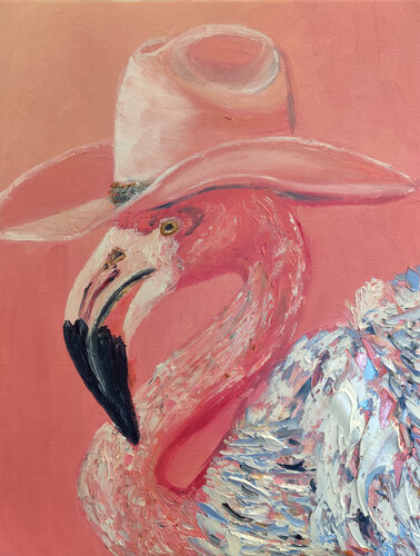 Cowboy Flamingo by Maria Galan, Painting for Sale on Select