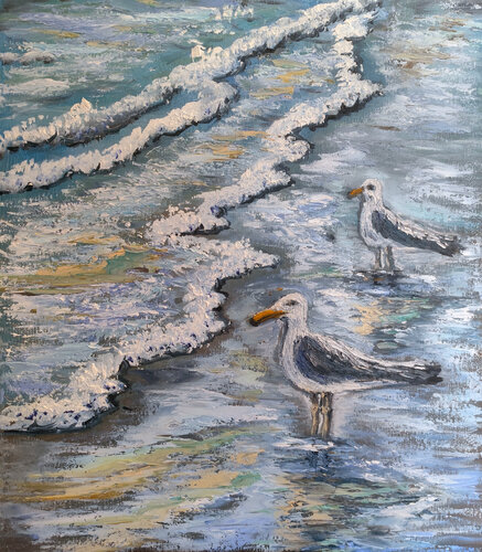Paesaggio con gabbiani by Maria Galan, Painting for Sale on Select