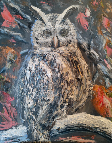 Gufo - occhi della luna by Maria Galan, Painting for Sale on Select