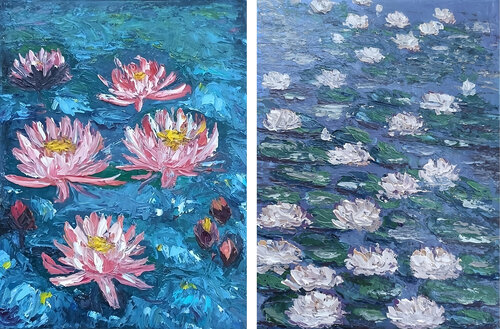 Set Ninfee Tattili (set di 2) by Maria Galan, Painting for Sale on Select