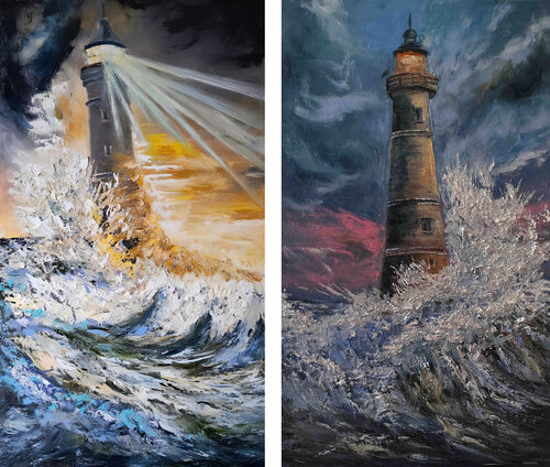 L'Anima del Faro (Set di 2) by Maria Galan, Painting for Sale on Select