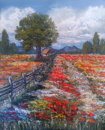 Rosso di campagna by Maria Galan, Painting for Sale on Select