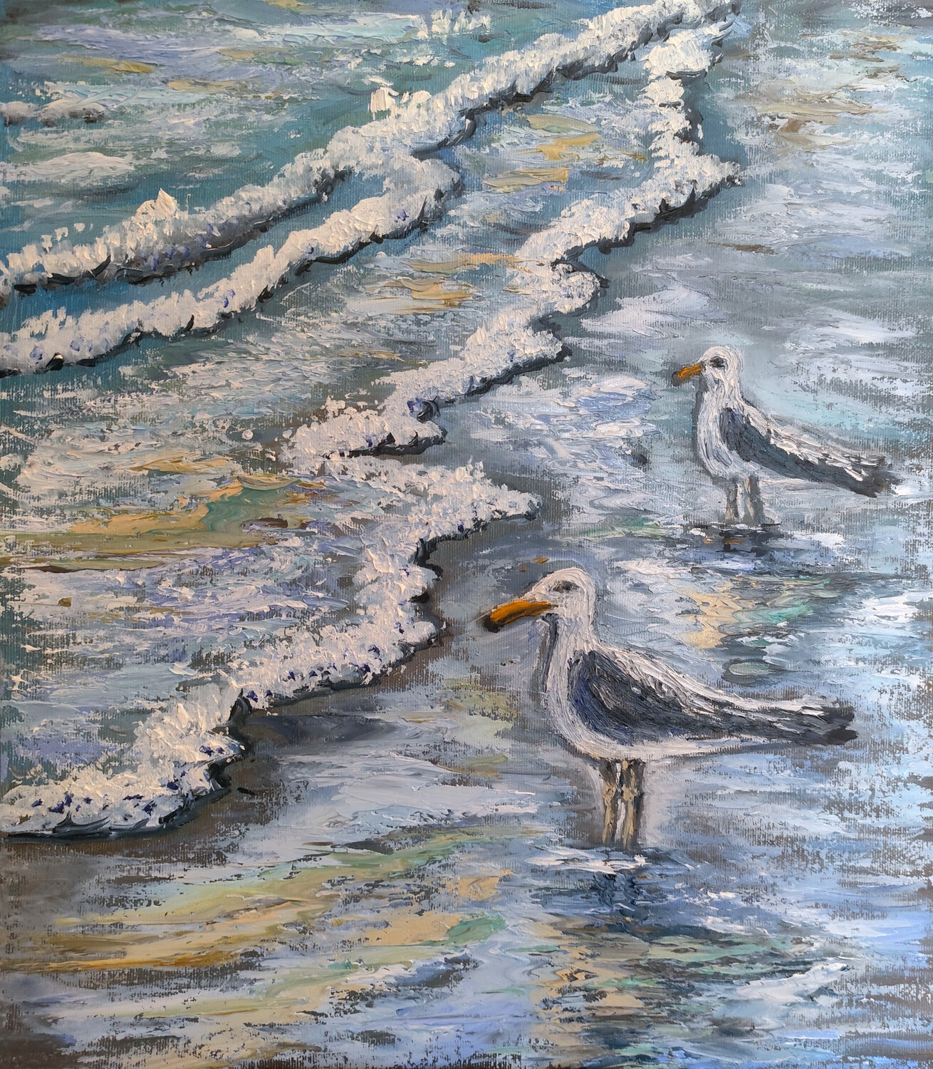 Paesaggio con gabbiani Maria Galan Original painting for sale