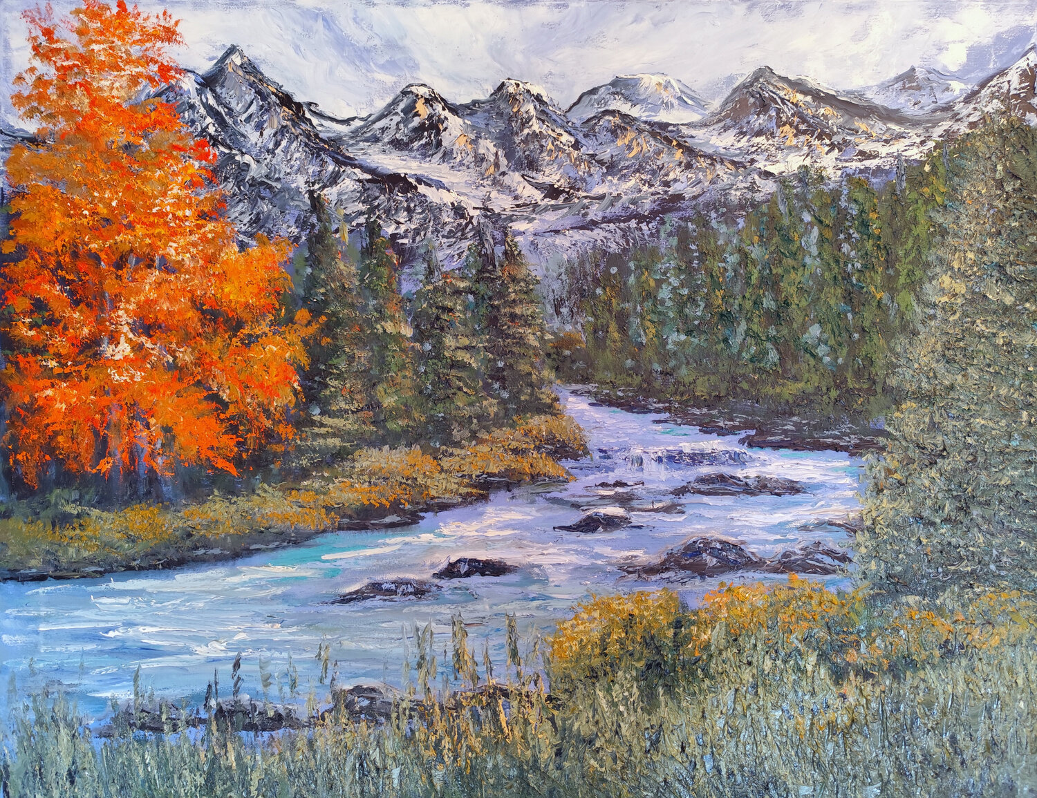 Montagna - dove scorre il silenzio Maria Galan Original painting for sale