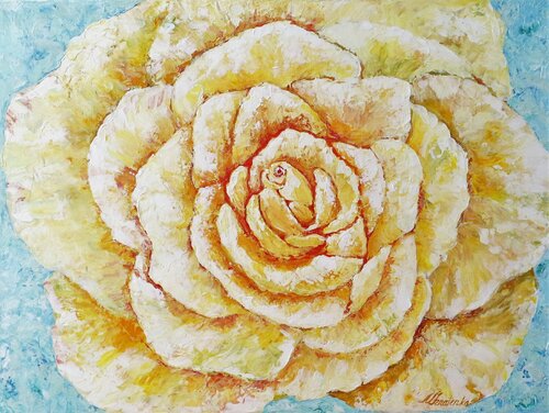 The gold large Rose Giclee print on canvas by Nata Shemshur, Painting for Sale on Select