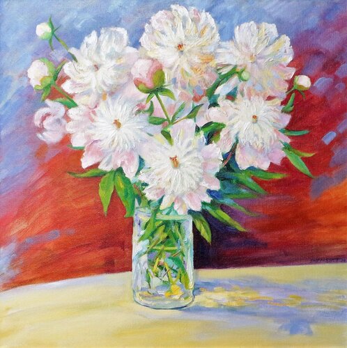 The aroma of white Peonies by Nata Shemshur, Painting for Sale on Select