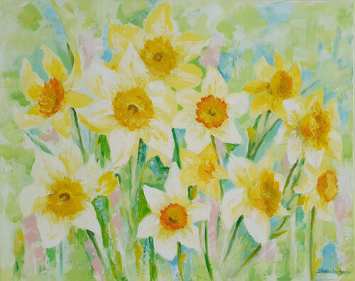 Sunshine Daffodil by Nata Shemshur, Painting for Sale on Select