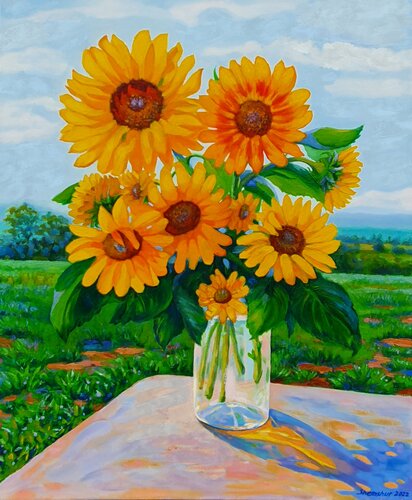 Sunflowers Giclee print on canvas. by Nata Shemshur, Painting for Sale on Select