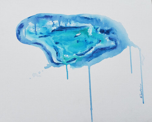 BLUE LAGOON. Yacht by Nata Shemshur, Painting for Sale on Select