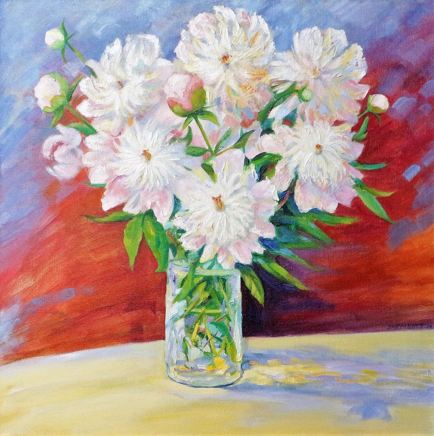 The aroma of white Peonies Nata Shemshur Original painting for sale