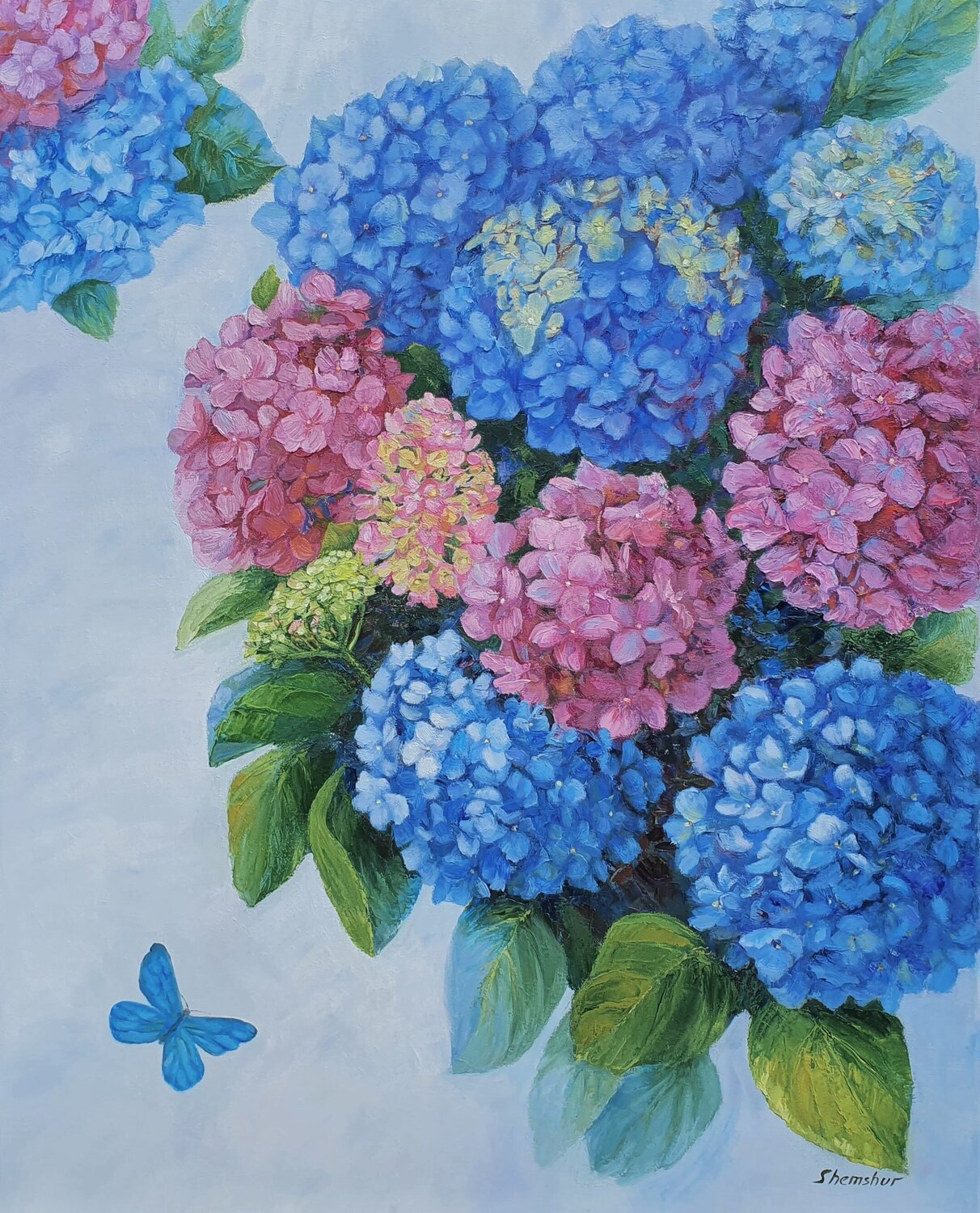 Dance of Life: Butterfly and Flowers Nata Shemshur Original painting for sale