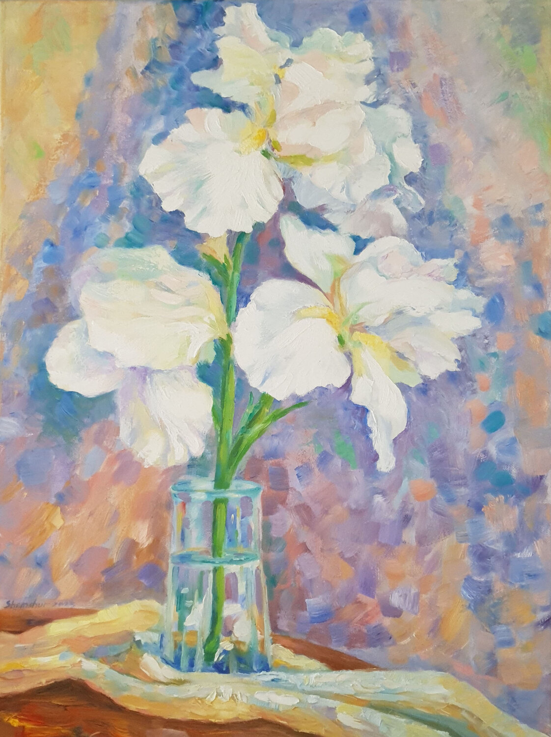 White Irises Nata Shemshur Original painting for sale