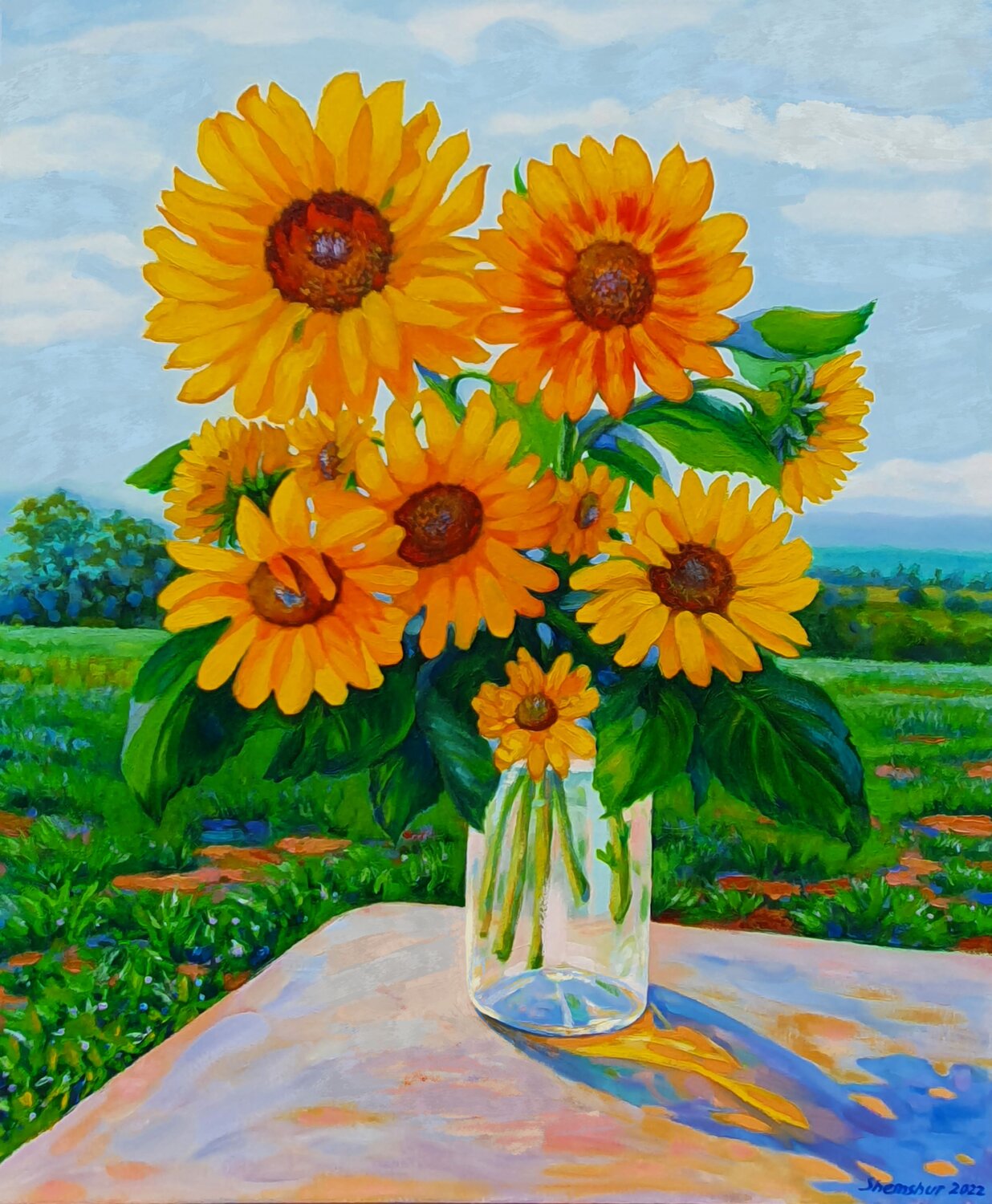 Sunflowers Giclee print on canvas. Nata Shemshur Original painting for sale