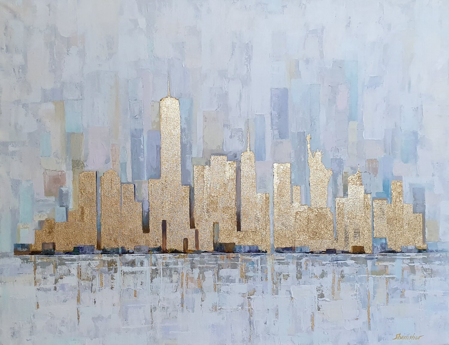New York Golden City Nata Shemshur Original painting for sale