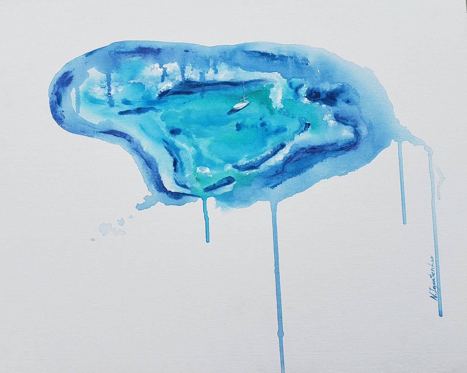 BLUE LAGOON. Yacht Nata Shemshur Original painting for sale