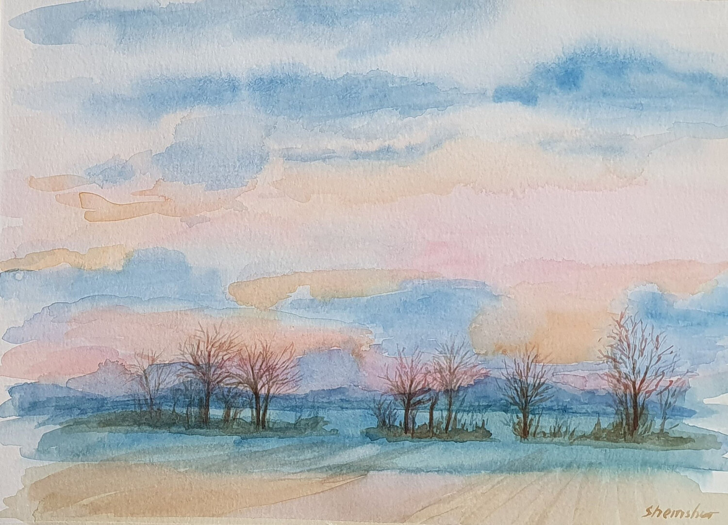 The Sky at Sunset Nata Shemshur Original painting for sale