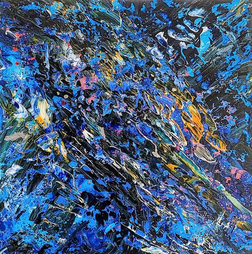 chrome in blue by Klaus Angeli, Painting for Sale on Select