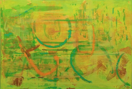 green in gold by Klaus Angeli, Painting for Sale on Select