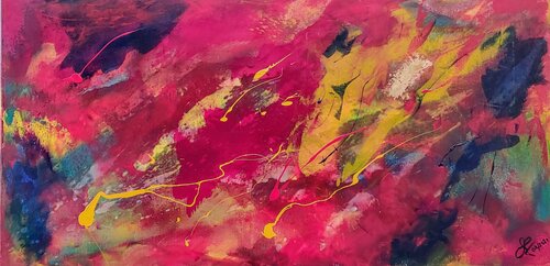 blue red gold by Klaus Angeli, Painting for Sale on Select