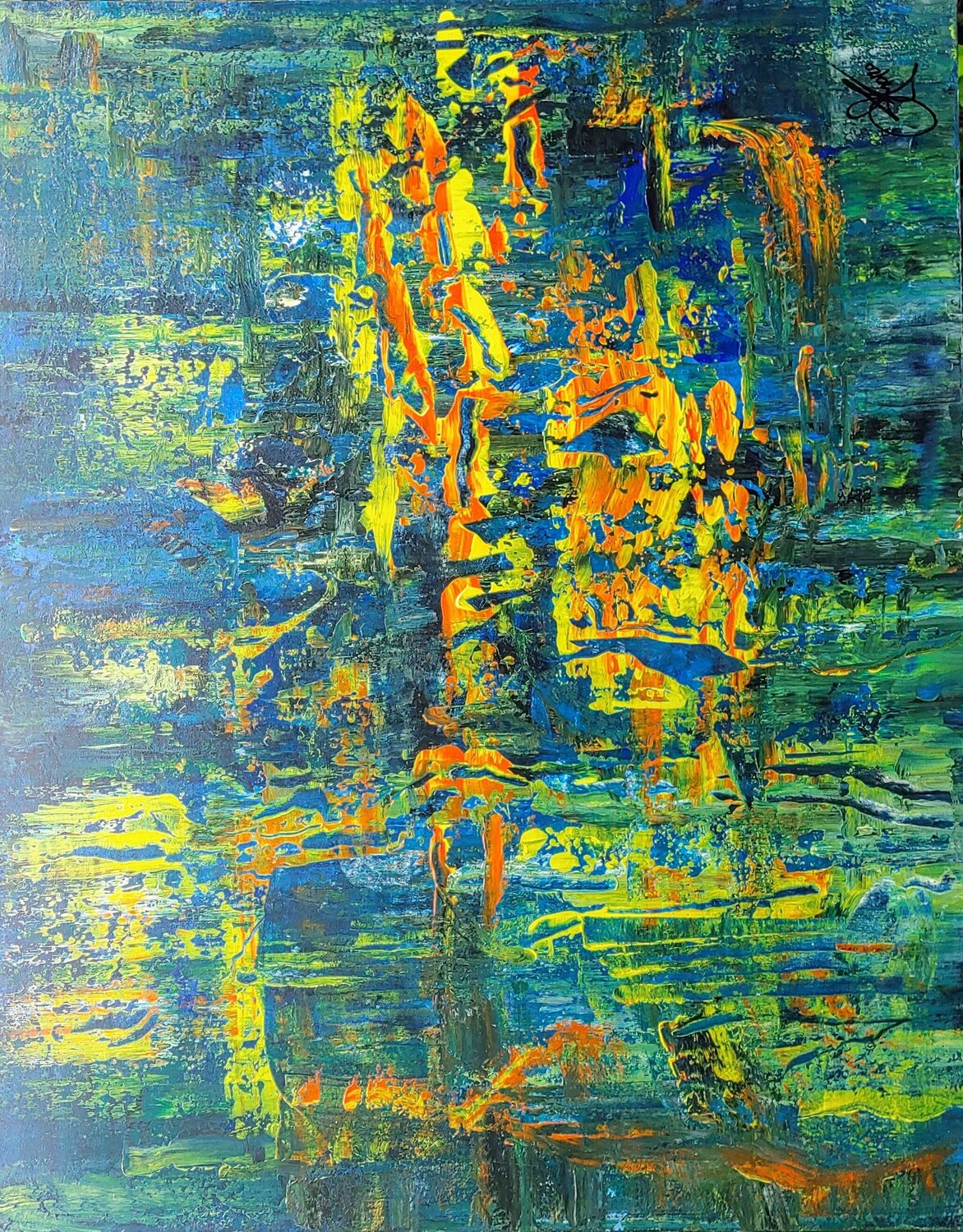 green orange Klaus Angeli Original painting for sale