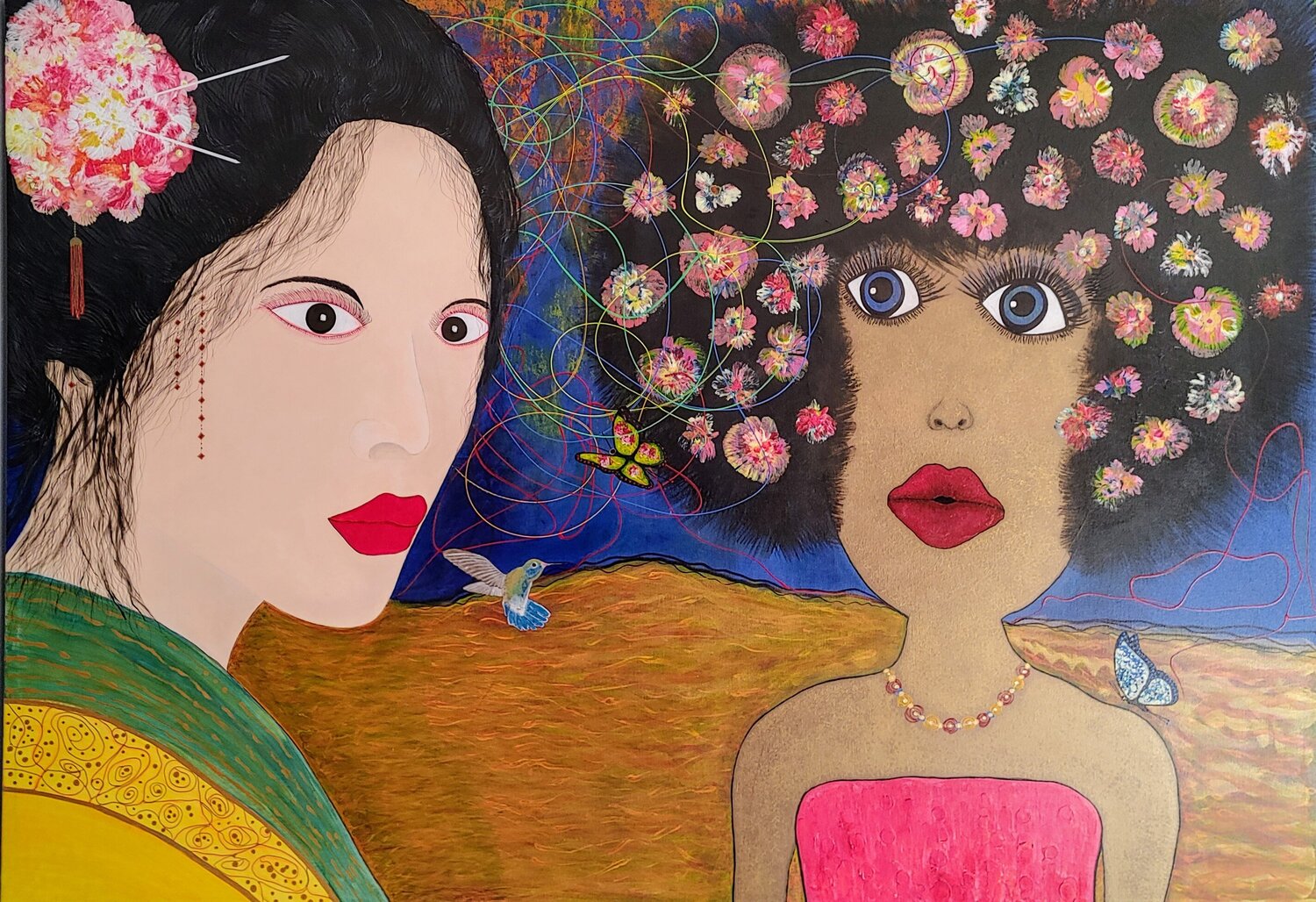 contest of beauty Klaus Angeli Original painting for sale