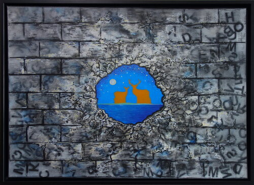 Secret lovers in the night by Veronika Ban, Painting for Sale on Select