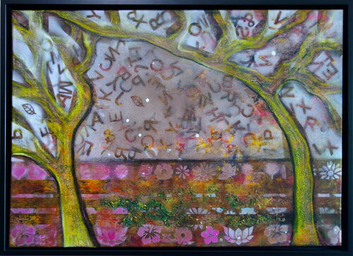 Powerful yellow trees by Veronika Ban, Painting for Sale on Select