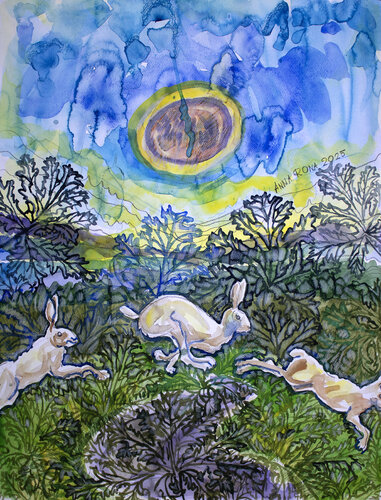 Drei Kaninchen by Anna Rona, Painting for Sale on Select