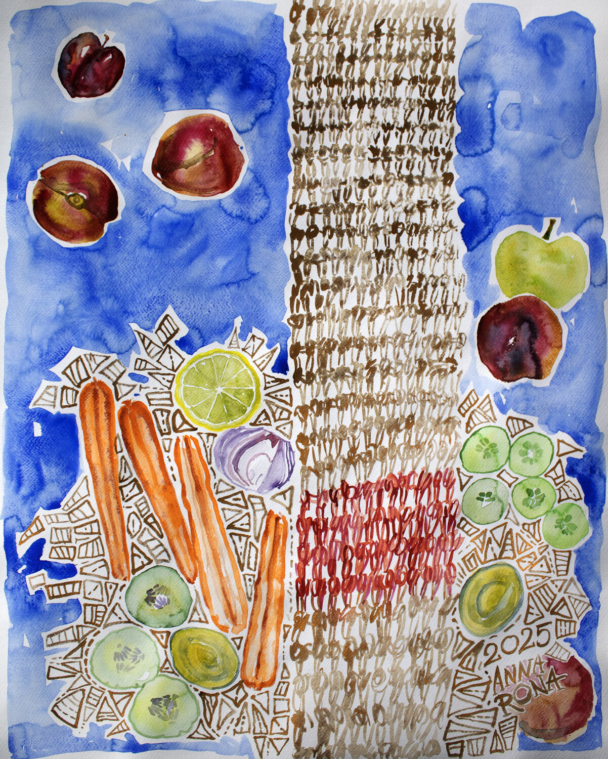 Goldene Komposition – Gardine Anna Rona Original painting for sale