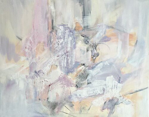 Zartheit - abstraktes Gemälde in hellen pastelligen Farben by Susanna Schorr, Painting for Sale on Select