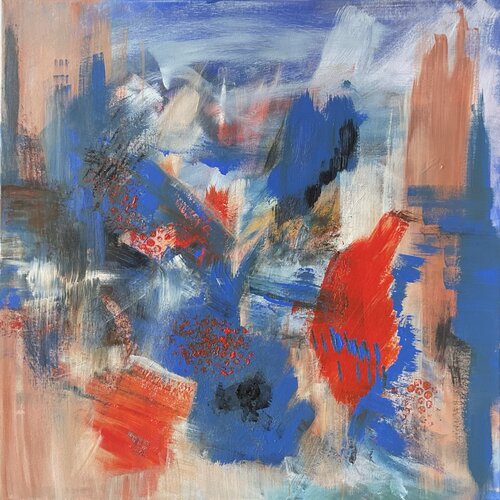 Kraftvolle Symphonie- modern elegante Abstraktion in kräftig lebendigen Farben by Susanna Schorr, Painting for Sale on Select
