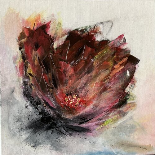 Goldener Lotus Blumen Gemälde by Susanna Schorr, Painting for Sale on Select