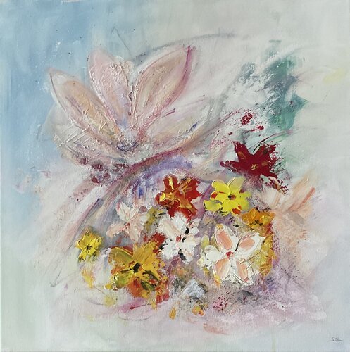 Blütenmeer in zarten Pastelltönen by Susanna Schorr, Painting for Sale on Select