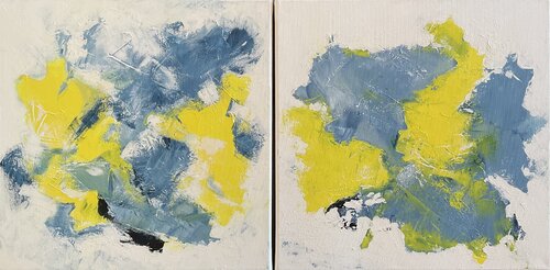Duo „Sonnenschein“ abstrakt - Diptychon by Susanna Schorr, Painting for Sale on Select