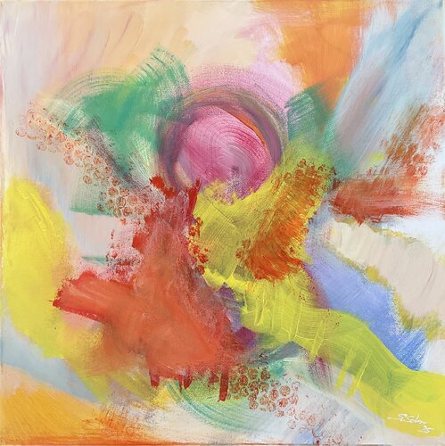 Sonnenaufgang abstrakt bunt fröhlich by Susanna Schorr, Painting for Sale on Select