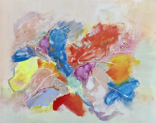 Lebendig und farbenfroh „Disco Fox“ by Susanna Schorr, Painting for Sale on Select