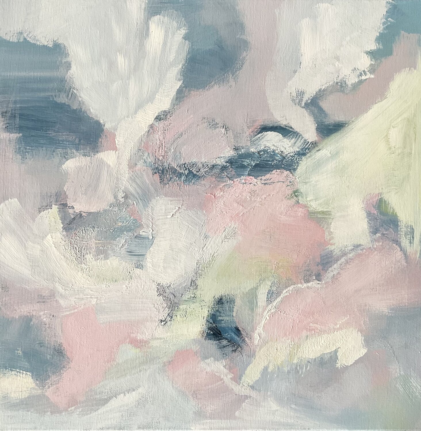 Frühlingsgefühle - ein abstrakter zart pastellfarbener Traum in Harmonie der Farben der Natur Susanna Schorr Original painting for sale