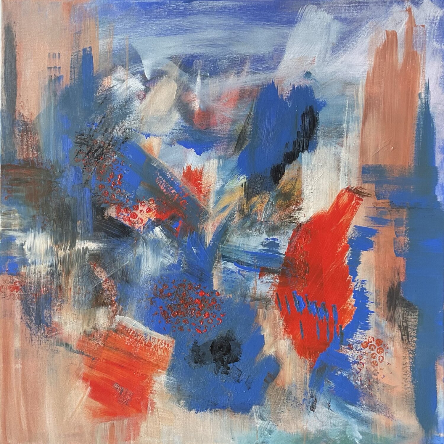 Kraftvolle Symphonie- modern elegante Abstraktion in kräftig lebendigen Farben Susanna Schorr Original painting for sale