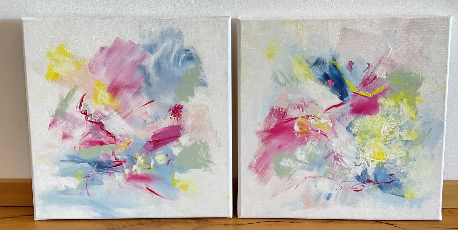 Tanz der Leichtigkeit - Diptychon Susanna Schorr Original painting for sale