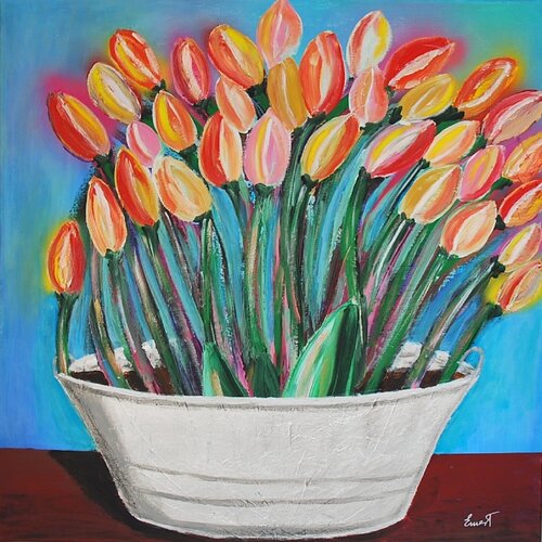 Barreño con tulipanes by Ernest Carneado Ferreri, Painting for Sale on Select
