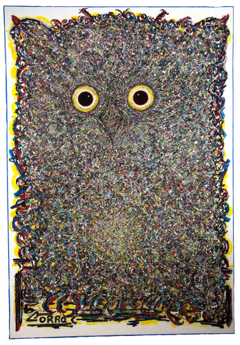 Macro-michromatrixtic Grand-duc by Jose Antonio Salvador Corrales Moreno, Painting for Sale on Select